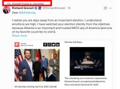 Djali i Trump dhe Grenell përgënjeshtrojnë PD pas lajmit se anuloi takimin me Ramën: E kuptoj që jeni disa ditë larg zgjedhjeve, por është një gënjeshtër totale! Të korrigjohet menjëherë ose të hiqet!