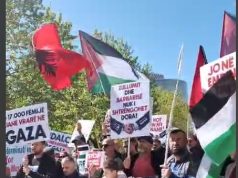 “Kërko falje, dorëzo medaljen!” Besimtarët myslimanë protestojnë në Tiranë kundër luftës në Palestinë: