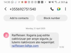 Kujdes! Mesazhe mashtruese në emër të Raiffeisen Bank në Shqipëri