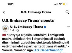 “Narkoshteti në shënjestër të SHBA-ve” / PD përshëndet mesazhin e zyrtarit të lartë të Departamentit të Shtetit