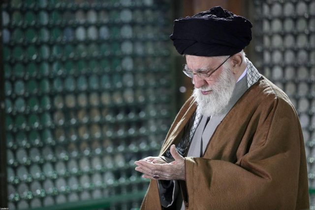 Iranian supreme leader Ayatollah Khamenei visits the tomb of Khomeini