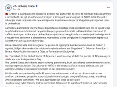 Pavarësia, ambasada e SHBA publikon mesazhin e Sekretarit Rubio: Partneriteti me forcat ligjzbatuese shqiptare i bën qytetarët më të sigurt, teksa përballemi me kërcënimet nga grupet kriminale