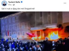 “Sali, ti nuk e djeg dot më Shqipërinë!” Mesazhi i Ballës me foton e Berishës që valëvit flamurin përballë flakëve