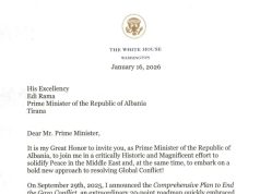 Kryeministri nxjerr ftesën nga Trump që Shqipëria të jetë shtet themelues i “Bordit të Paqes” për Gazën