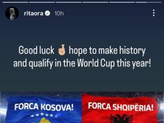 FOTO | Rita Ora emocionohet para ndeshjeve: “Shkruani historinë!” – mesazh i fortë për Shqipërinë dhe Kosovën