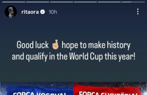 FOTO | Rita Ora emocionohet para ndeshjeve: “Shkruani historinë!” – mesazh i fortë për Shqipërinë dhe Kosovën