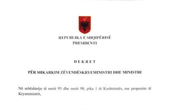Riorganizim në qeveri, Begaj dekreton shkarkimin e Ballukut dhe emërimet e reja në disa ministri